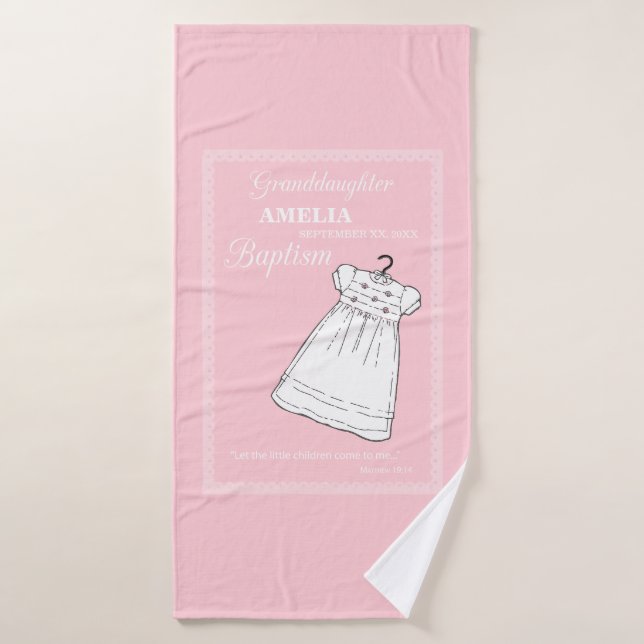 Nieta, bautismo en rosa personalizado (Toalla de baño)