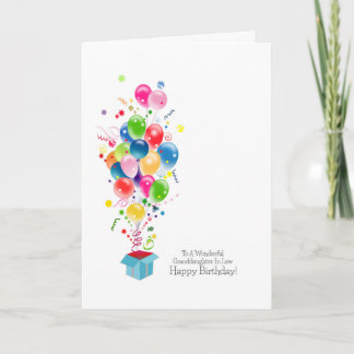 Nieta en globos de las tarjetas de cumpleaños de
