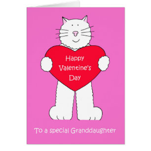 Nieta feliz gato blanco del día de San Valentín