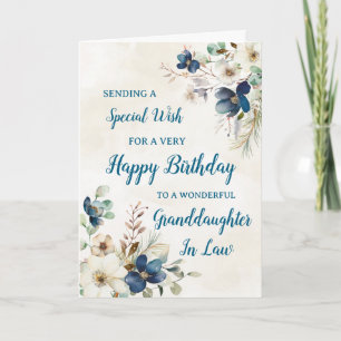 Nieta Floral Azul En Tarjeta De Cumpleaños Legal