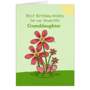 Nieta Mejor Cumpleaños Desearía Flores Grass