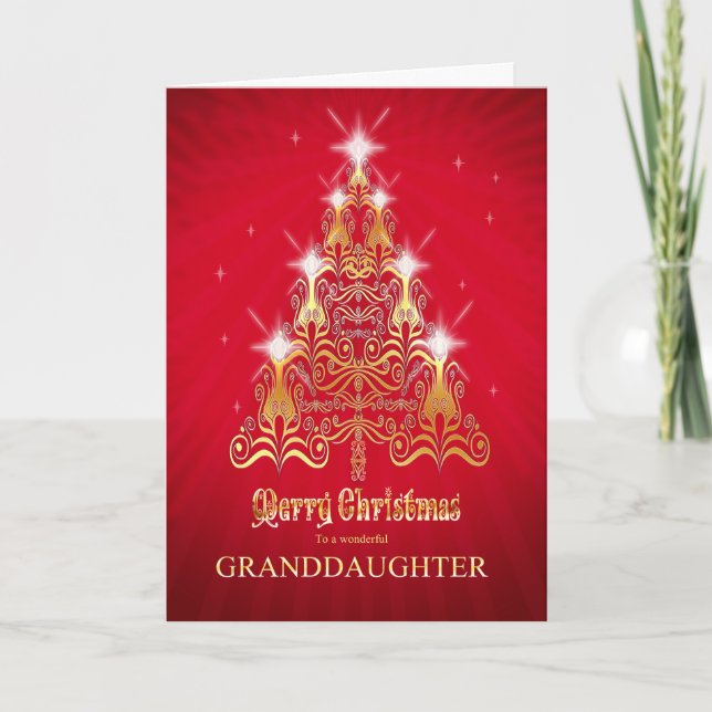 Nieta, tarjeta del árbol de navidad (Anverso)