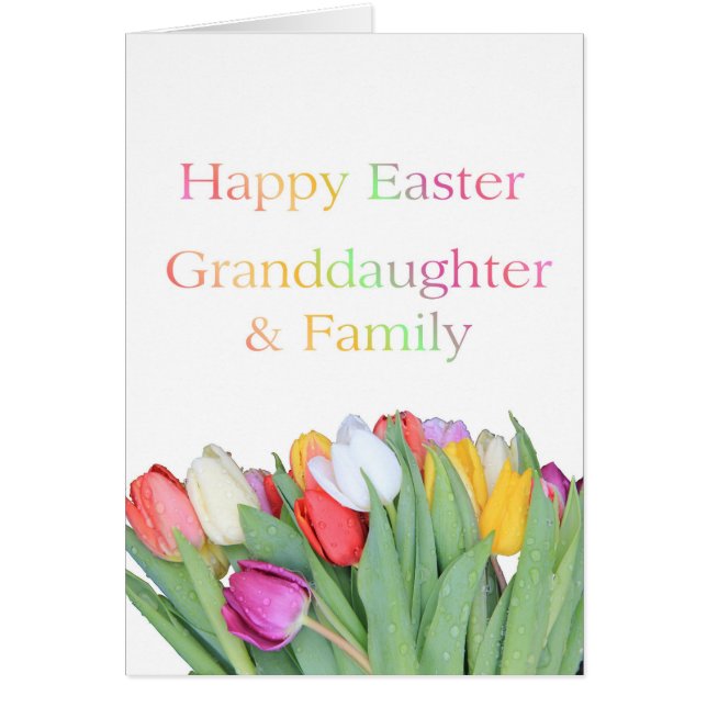 Nieta y familia Happy Easter Tulip card (Frente)