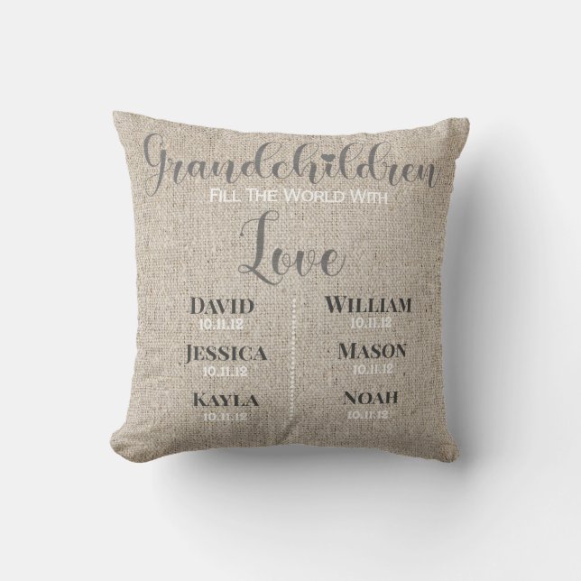 Nietos con almohada de lanzamiento personalizada (Anverso)