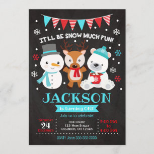 Nieva mucha invitación del cumpleaños de la