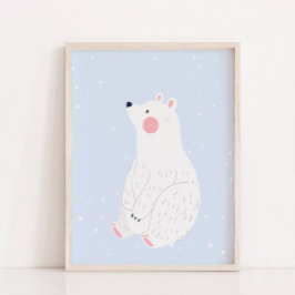Nieve azul invierno Oso polar Nursery decoración d