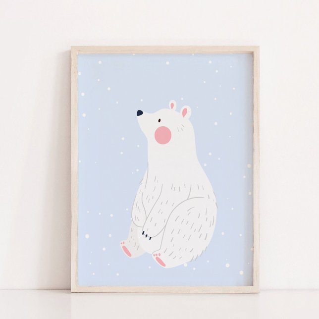 Nieve azul invierno Oso polar Nursery decoración d (Blue Snow Winter Polar Bear Nursery Wall Decor Hanging Tapestry)