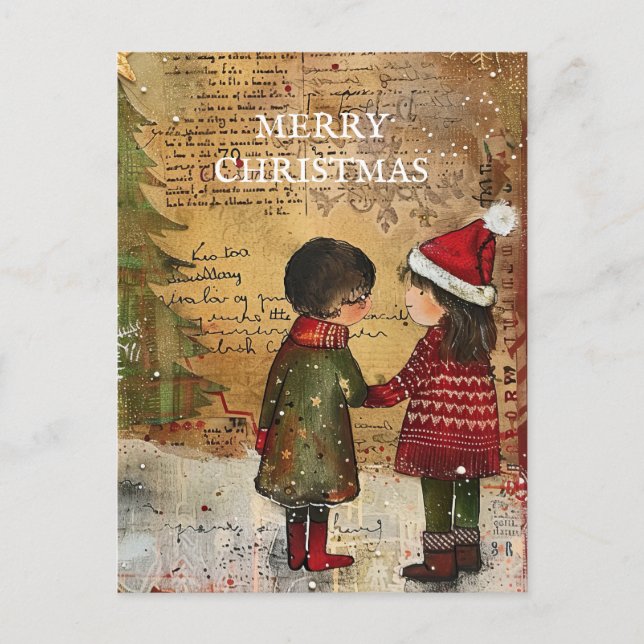 Nieve de árbol de Navidad vintage para niños (Anverso)