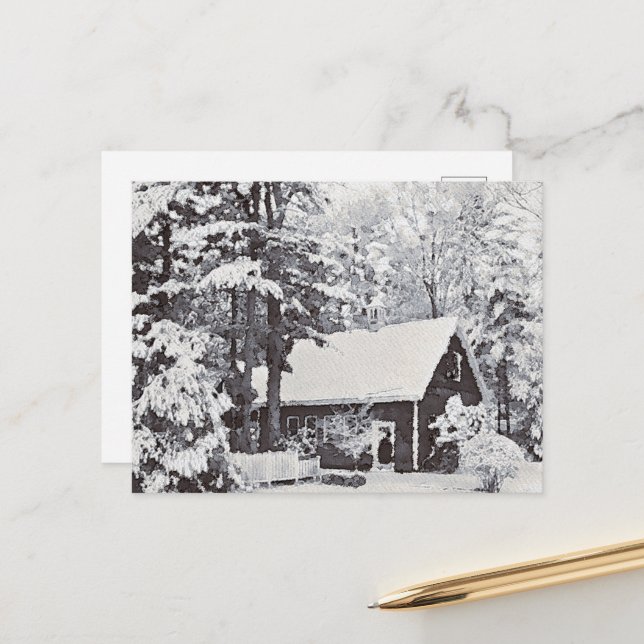 Nieve de invierno en la postal de la granja (Anverso/Reverso In Situ)
