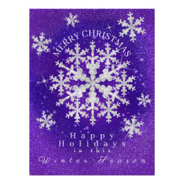 Nieve deja caer a un Poster morado y blanco brilla