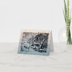 Nieve del invierno del vintage y tarjeta del