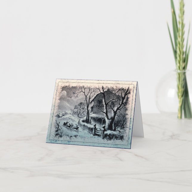 Nieve del invierno del vintage y tarjeta del (Anverso)