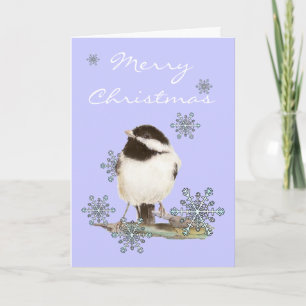 Nieve del navidad y pájaro lindo del Chickadee