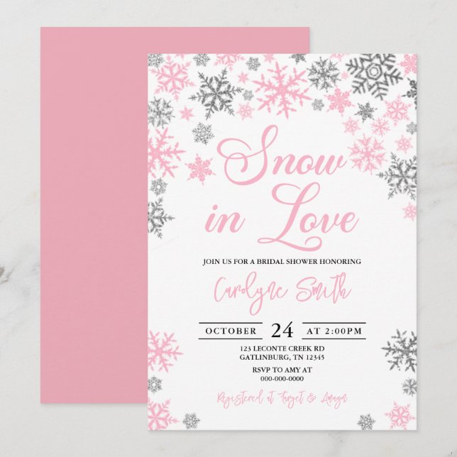 Nieve en amor Navidades Invitación a ducha de novi (Anverso / Reverso)