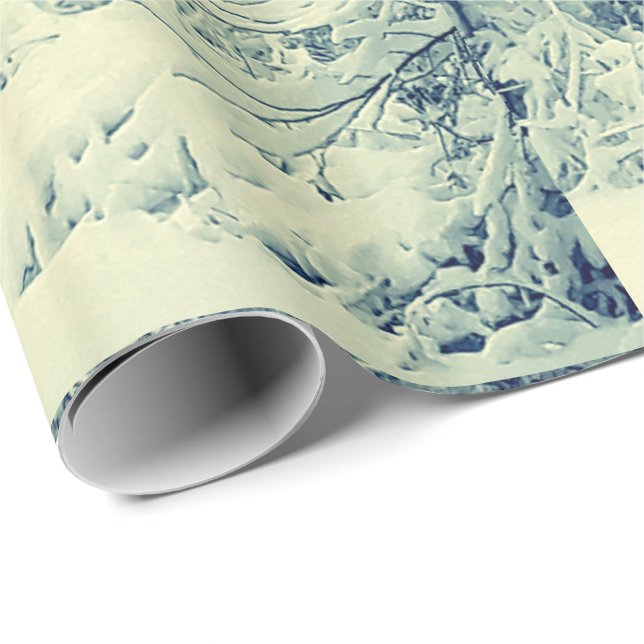 NIEVE EN EL papel de envoltura de las RAMAS (Esquina del rollo)