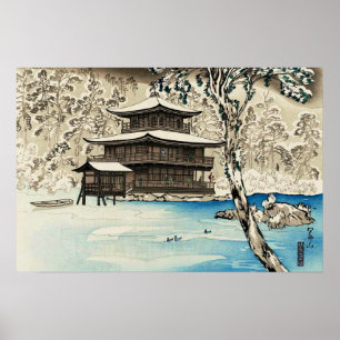 Nieve en Kinkaku-ji Miki Suizan Arte Japonés