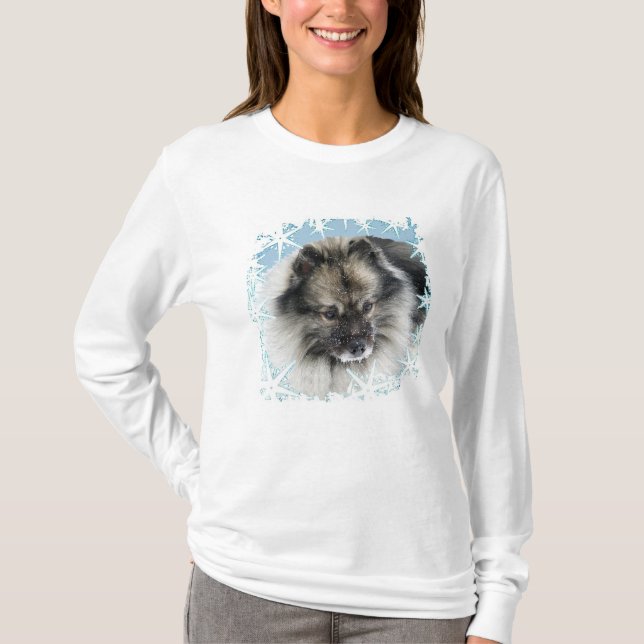 Nieve en la camiseta del Keeshond de la cara (Anverso)