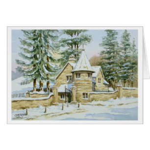 Nieve en la puerta de la casa de campo de Stowell