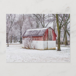 Nieve En La Tarjeta Post Red Barn Blank