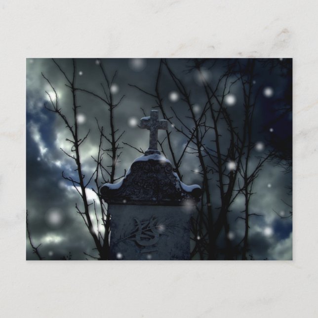 Nieve en la tarjeta postal del cementerio (Anverso)