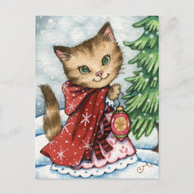 Nieve espumosa - Postales para gatos de Navidades  (Anverso)