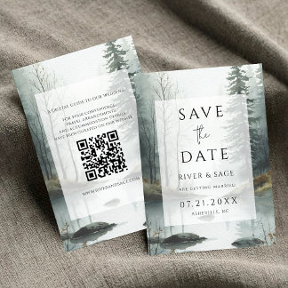 Nieve Eterna | Bosque Rústico QR Save the Date