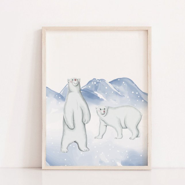 Nieve invierno Oso Polar Ártico Nursery Decoración (Snow Winter Polar Bear Arctic Nursery Wall Decor)