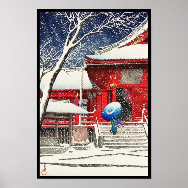 Nieve Kawase Hasui en arte Ueno Kiyomizudo hanga (Frente)