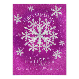 Nieve: Poster brillante de color blanco magenta