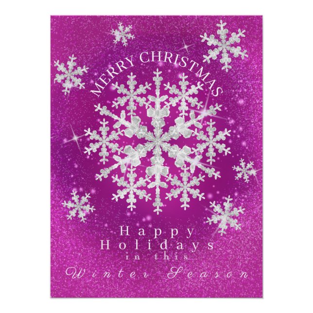 Nieve: Poster brillante de color blanco magenta (Anverso)