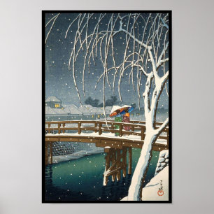 Nieve tardía en el río Edo hasui kawase arte de in