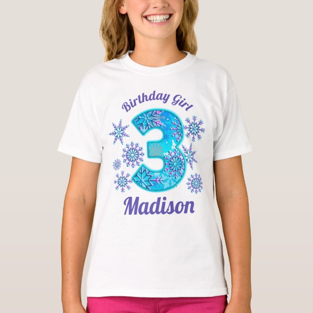Nieve tercer cumpleaños camiseta congelada (Anverso)