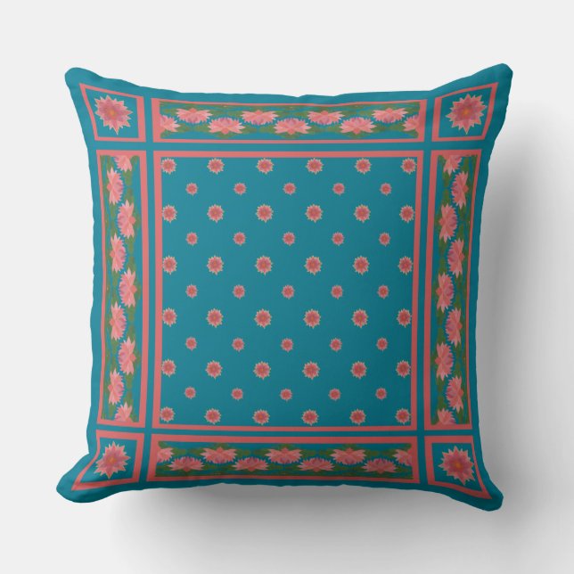Nieves de agua rosada en almohada azul profunda o  (Anverso)