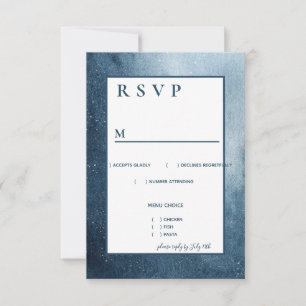 Night Sky Stars Navy Blue White Menu RSVP