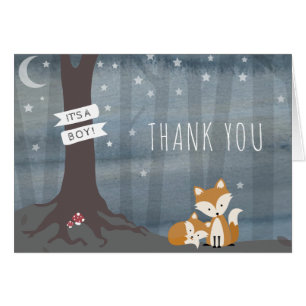 Night Woodland Fox Boy Baby Shower Gracias