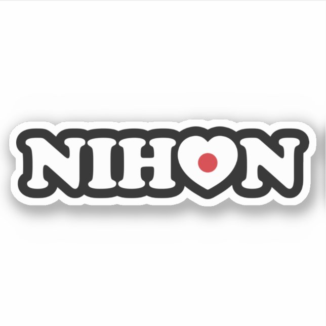 Nihon Love Heart Flag Pegatina (Anverso)