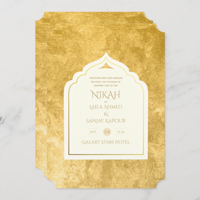 NIKAH - Invitación a Boda de oro de la Mezquita Is (Anverso / Reverso)