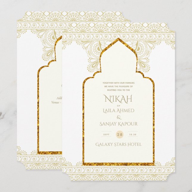 NIKAH - Invitación a Boda de oro de la Mezquita Is (Anverso / Reverso)