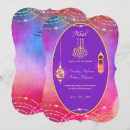 NIKAH - Invitación a la Boda de Oro Púrpura Ornate