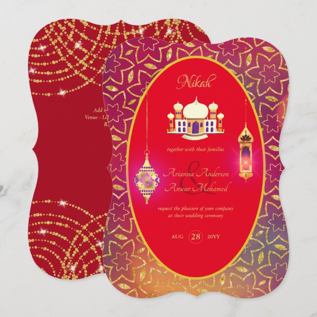 NIKAH - Invitación a la Boda Roja de Oro de la Mez (Anverso / Reverso)