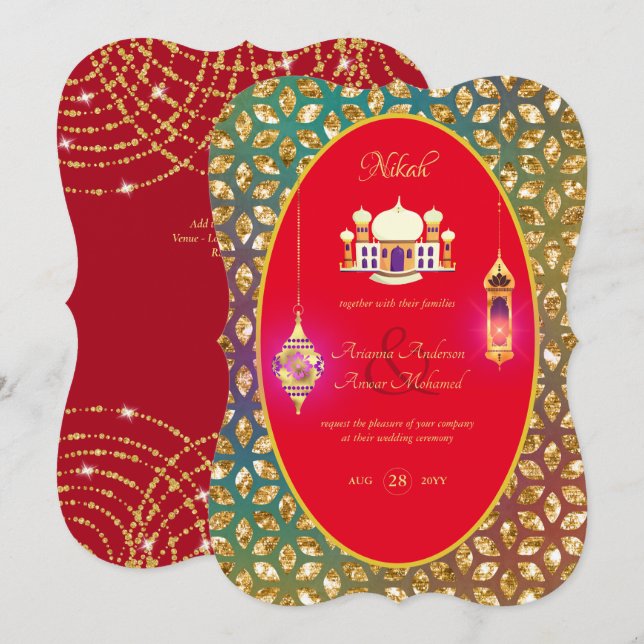 NIKAH - Invitación a la Boda Roja de Oro de la Mez (Anverso / Reverso)