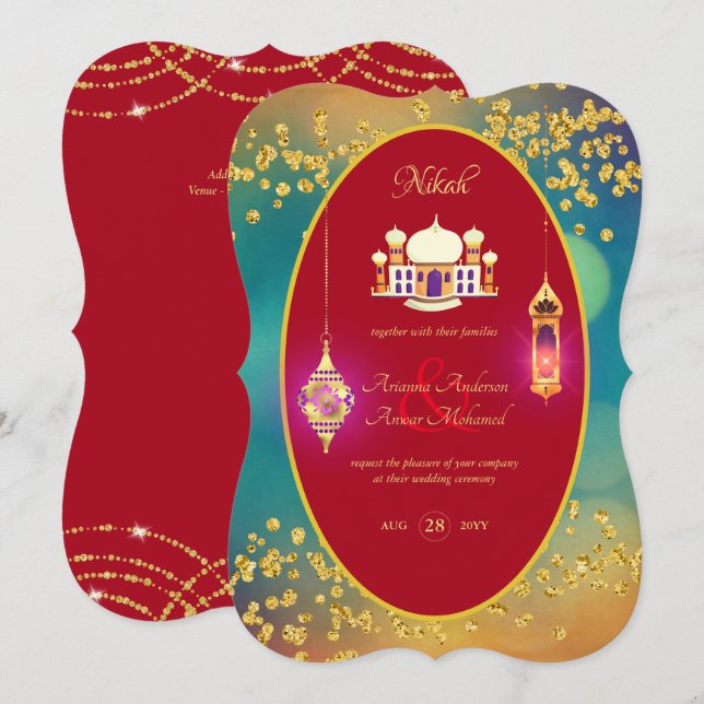 NIKAH - Invitación a la Boda Roja de Oro de la Mez (Anverso / Reverso)
