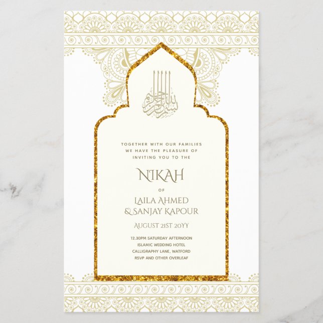 NIKAH - Volante Boda Oro de la Mezquita Islámica O (Frente)