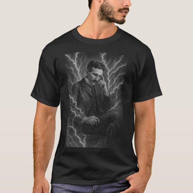 Nikola Tesla - La camiseta de la mente eléctrica (Anverso)