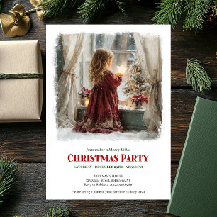Niña acogedora espera a Santa invitación de Navida