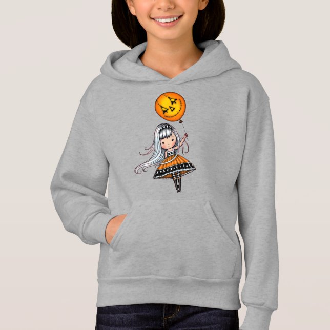 Niña adorable de Halloween con arte de globos (Anverso)