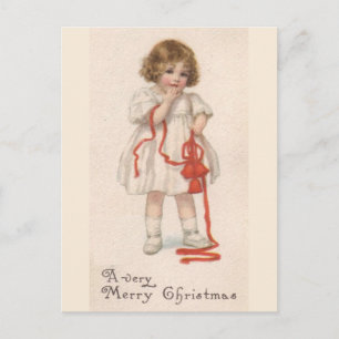 Niña Antigüita con Cinta de Navidad