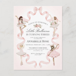 Niña Bailarina de Ballet Invitación de Cumpleaños