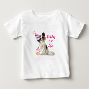 Niña bebé cumpleaños con camiseta de perro de Papi