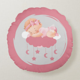 Niña Bebé Durmiente Sobre Las Nubes Y Almohada Ros